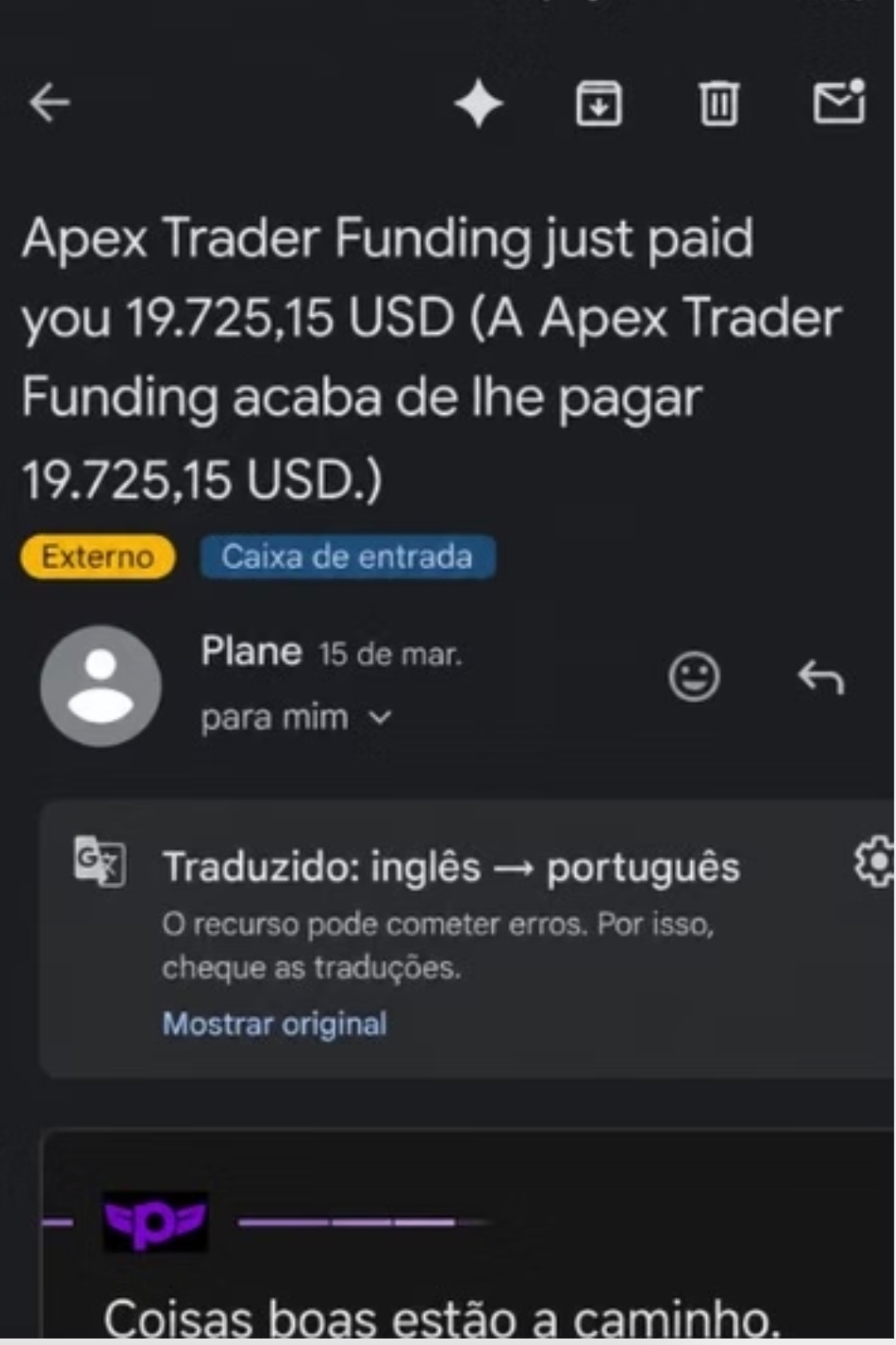 Resgate de US$ 19.725,15